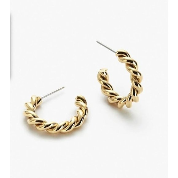 Gold Twist Hoops Waterproof 18K simply dainty earrings lightweight gift for her - Picture 7 of 8